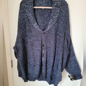 Big Mens Size 5XL Blue Button Front Cardigan Sweater